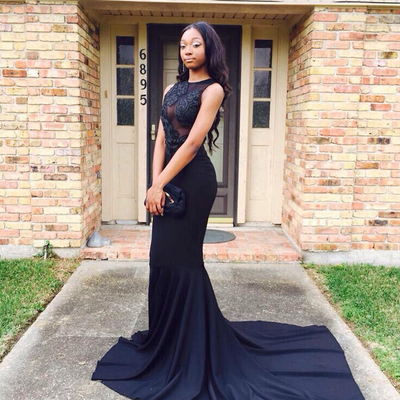 Long prom dress, black prom dress, black dress gown, special occasion dress, 2018 prom dress, long evening dress, bd14453