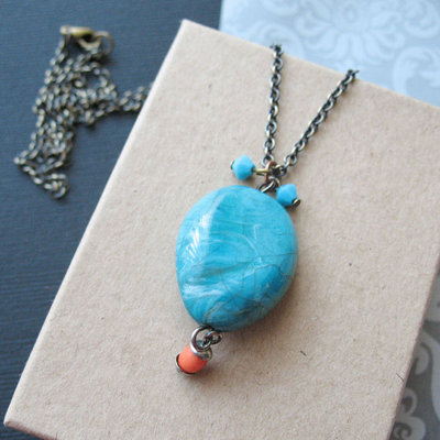Turquoise stone necklace summer jewelry for women.