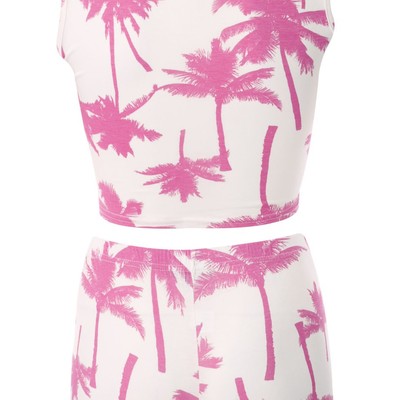 Pink palm trees 2 piece short set