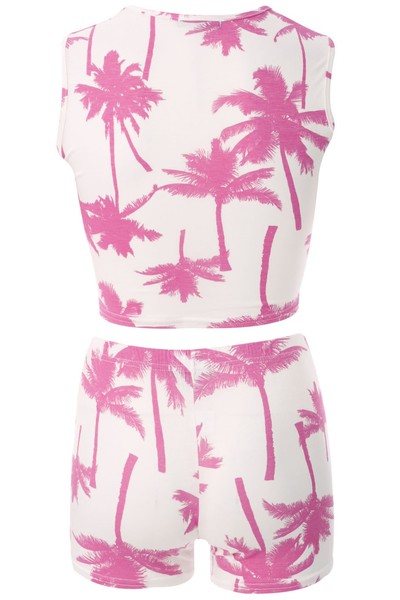 Pink Palm Trees 2 piece short set