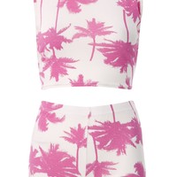 Pink Palm Trees 2 piece short set - Thumbnail 1