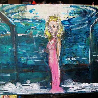 At the ocean's behest, a painting by ryan lowrie 