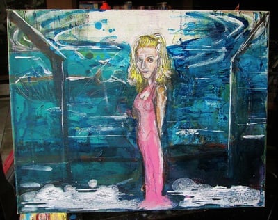 At the Ocean's behest, a painting by Ryan Lowrie 