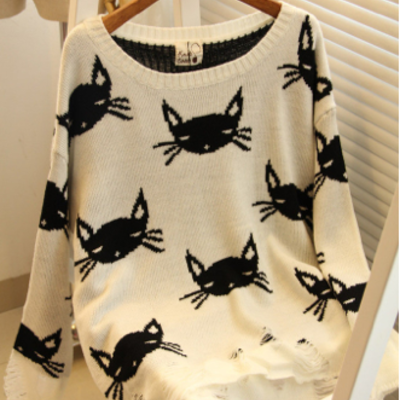 Cats face pullover
