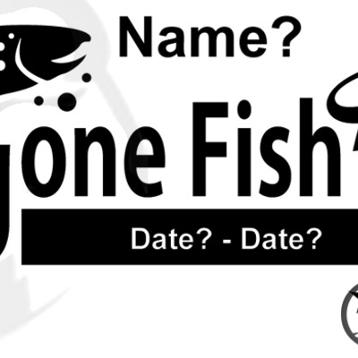 Customized gone fish'n vinyl decal sticker (8" by 4") 
