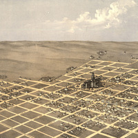 Topeka, Kansas in 1869 - Bird's Eye View Map, Aerial Map, Panorama, Vintage map, Antique map, Reproduction, Giclée, Framable map, Fine Art - Thumbnail 1