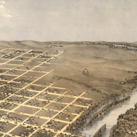 Topeka, Kansas in 1869 - Bird's Eye View Map, Aerial Map, Panorama, Vintage map, Antique map, Reproduction, Giclée, Framable map, Fine Art - Thumbnail 2