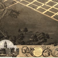 Topeka, Kansas in 1869 - Bird's Eye View Map, Aerial Map, Panorama, Vintage map, Antique map, Reproduction, Giclée, Framable map, Fine Art - Thumbnail 3