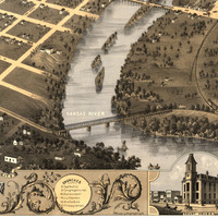 Topeka, Kansas in 1869 - Bird's Eye View Map, Aerial Map, Panorama, Vintage map, Antique map, Reproduction, Giclée, Framable map, Fine Art - Thumbnail 4