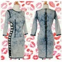Denim Peek-a-boo Dress - Thumbnail 1