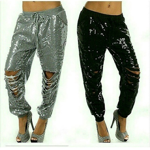 Distressed Sequins Joggers