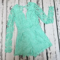 Mint Lace Romper - Thumbnail 2
