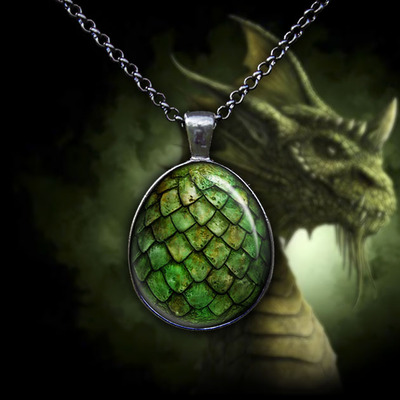 Green game of thrones dragon egg pendant necklace