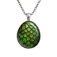 Green Game of Thrones Dragon Egg Pendant Necklace - Thumbnail 1