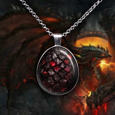 Black dragon egg pendant necklace game of thrones jewelry