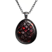 Black Dragon Egg Pendant Necklace Game of Thrones Jewelry - Thumbnail 1