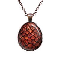 Red Dragon Egg Pendant Necklace Game of Thrones Jewelry - Thumbnail 1