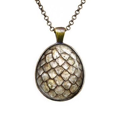 White dragon egg pendant necklace game of thrones jewelry
