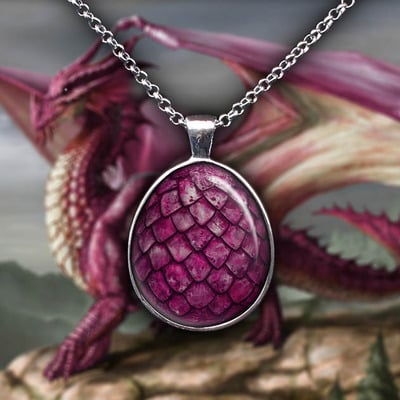 Pink dragon egg pendant necklace game of thrones jewelry