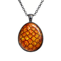 Orange Fire Dragon Egg Pendant Necklace, The Hobbit Jewelry - Thumbnail 1