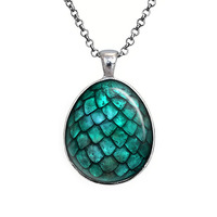 Turquoise Dragon Egg Pendant Necklace Game of Thrones Jewelry - Thumbnail 1