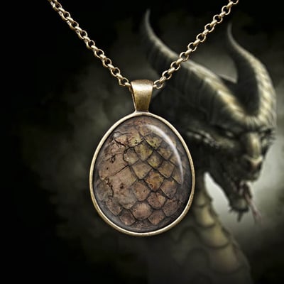Fossil dinosaur egg, dragon egg pendant necklace game of thrones jewelry