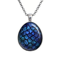 Blue Dragon Egg Pendant Necklace Game of Thrones Jewelry - Thumbnail 2