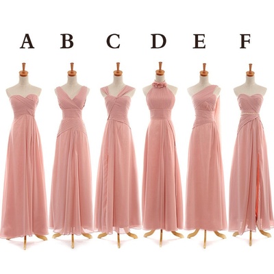 Pink bridesmaid dresses, floor length bridesmaid dress, mismatched bridesmaid dress,simple design party dresses, 15042006 - Thumbnail 4