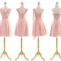 Pink bridesmaid dress,Six bridesmaid dresses,mismatched Bridesmaid Dresses, short bridesmaid dress, Simple Party Gowns, 15042007 - Thumbnail 1