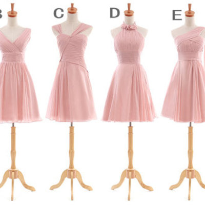Pink bridesmaid dress,six bridesmaid dresses,mismatched bridesmaid dresses, short bridesmaid dress, simple party gowns, 15042007