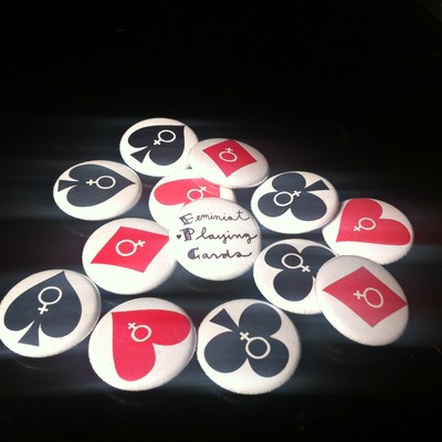 Feminist card suit buttons