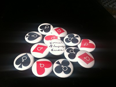 Feminist Card Suit Buttons