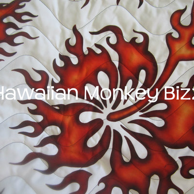"white - red hibiscus flame" - hawaiian seat covers - 2pc (water-resistant + quilted)