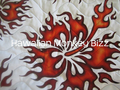 "WHITE - RED HIBISCUS FLAME" - Hawaiian Seat Covers - 2PC (WATER-RESISTANT + QUILTED)