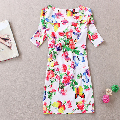 Floral print fitted fress