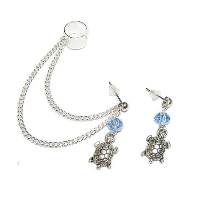 Simple crystal turtle ear cuff set
