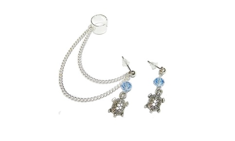 Simple Crystal Turtle Ear Cuff Set
