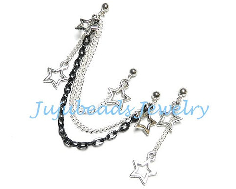  Midnight Starry Night - Star Triple Piercing
