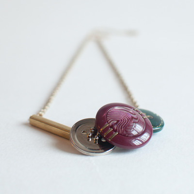 Vintage button necklace nl0880