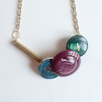 Vintage Button Necklace NL0880 - Thumbnail 2