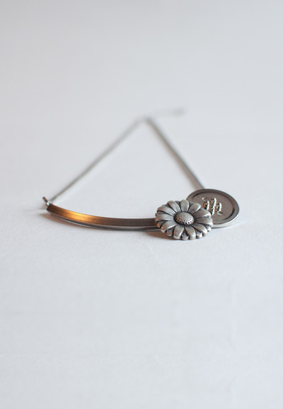 Silver Flower Button Necklace NL0881
