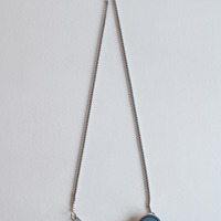 Silver Flower Button Necklace NL0881 - Thumbnail 1