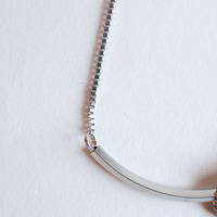 Silver Flower Button Necklace NL0881 - Thumbnail 2