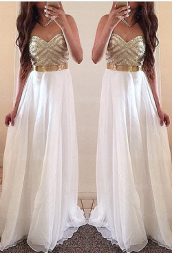 long prom dress, white prom dress, chiffon prom dress, special occasion dress, sweetheart prom dress, long evening dress, BD14603