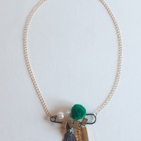 Gold Chain Key Necklace, Sterling Chain Necklace, Silver Initial Necklace, Monogram Pendant Necklace, Metal Necklace, NL0768 - Thumbnail 2