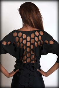 Hive Mind Laser Cut Sweatshirt - Black - Thumbnail 4