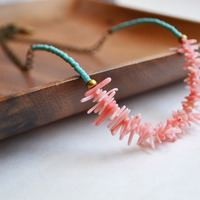 Coral Necklace, Summer Necklace, Summer Jewelry, Turquoise Necklace, Beach Jewelry - Thumbnail 1