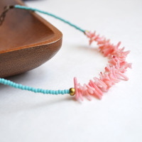 Coral Necklace, Summer Necklace, Summer Jewelry, Turquoise Necklace, Beach Jewelry - Thumbnail 4