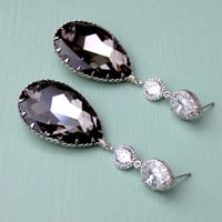 Wedding Earrings In Black Diamond Swarovski Crystal - Style # E153-BD  - Thumbnail 1