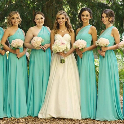 Mint bridesmaid dresses,one shoulder bridesmaid dress,backless bridesmaid dress,a line chiffon bridesmaid dress,15042307